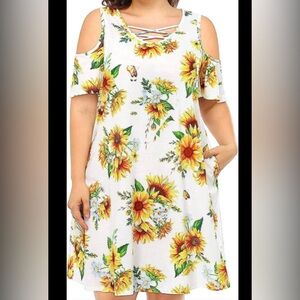 Cold Shoulder Sunflower Dress Crisscross front